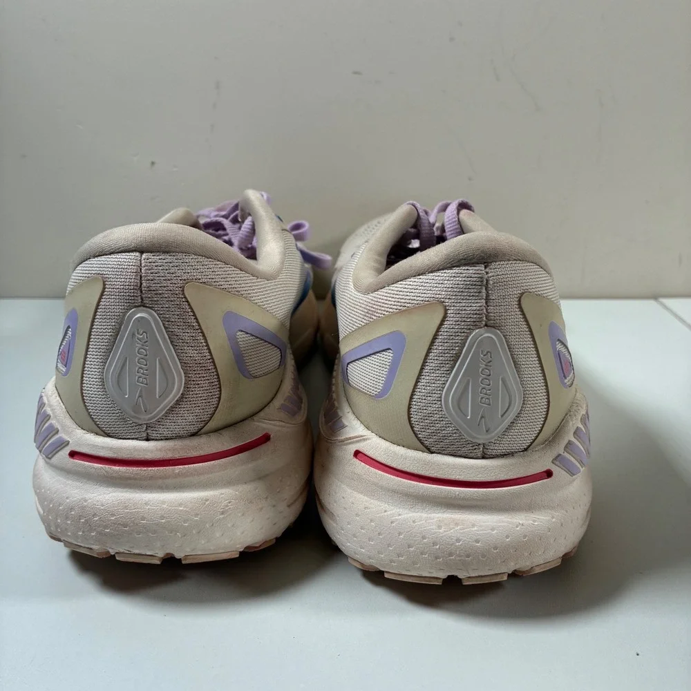 Brooks Adrenaline GTS 23 Shoes Womens 10.5 Beige Blue Purple Running Sneakers